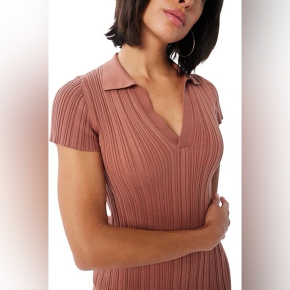 NWT LITA BY CIARA RIB COTTON BLEND POLO MINIDRESS IN CINNAMON SIZE LARGE - Picture 10 of 11